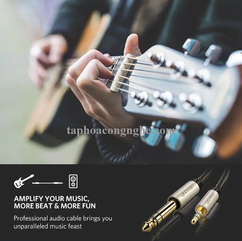 Ugreen 40805 3M màu Đen Cáp âm thanh 3.5mm sang 6.5mm cao cấp AV127 30040805